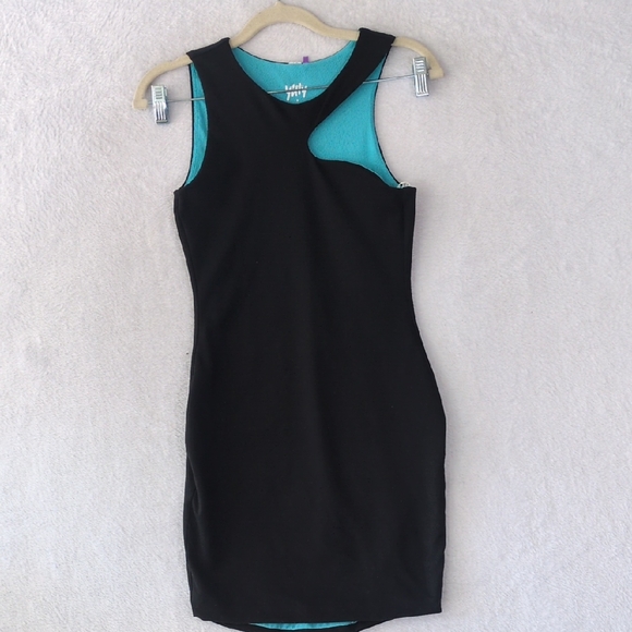 YITTY Fabletics Women's Black & Teal Cutout Mini‎ Dress Size S - Picture 1 of 5